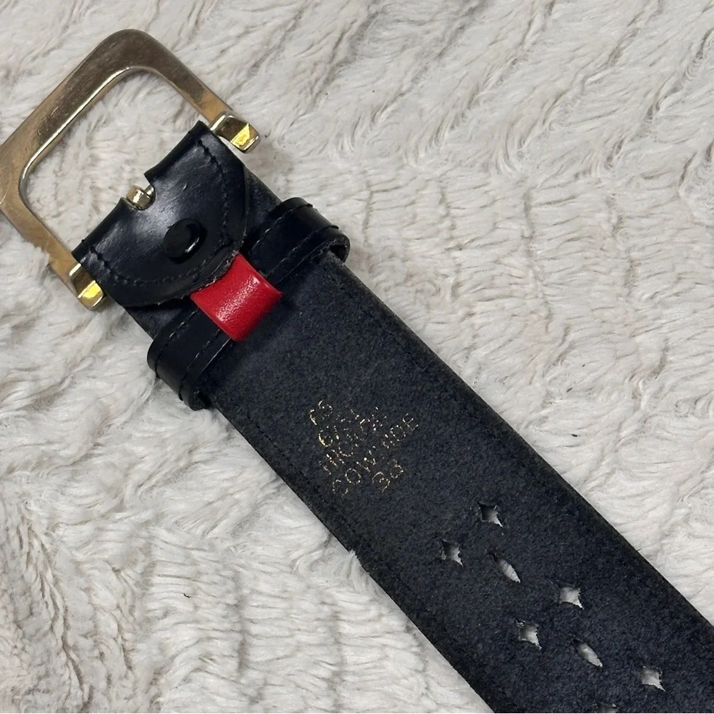 Hickok Black Cowhide Leather Diamond Perforated adjustable Belt 38
